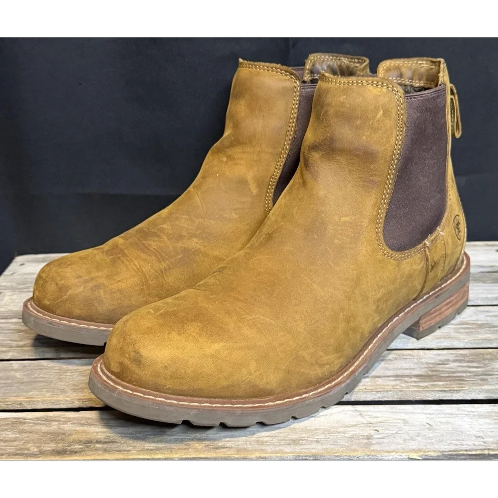Ariat Boots Mens Size 10D Brown Leather Chelsea Waterproof Work Ankle 10034032